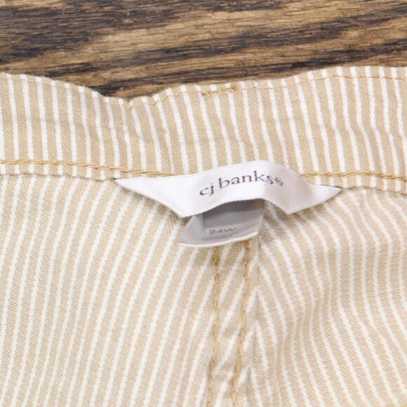 NWT CJ Banks Shaped Fit Mid Rise Pinstripe Jeans 9763 24W Brown / Ivory Stripe - Picture 4 of 6